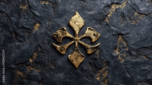 Logo mockup on a textured wall with golden foil emboss effect