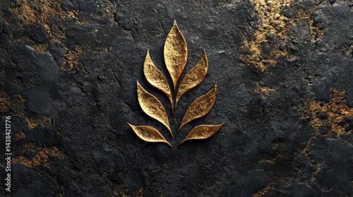 Logo mockup on a textured wall with golden foil emboss effect