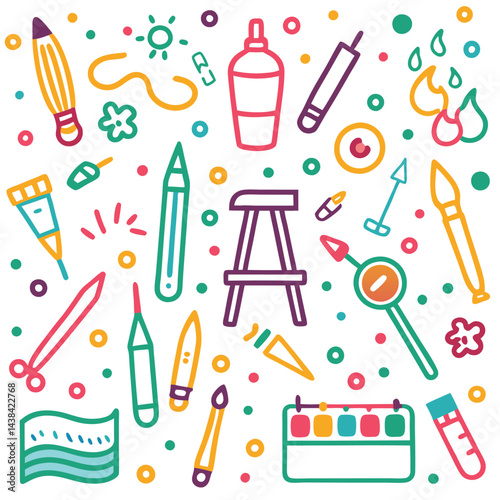 Colorful Art Supplies Pattern