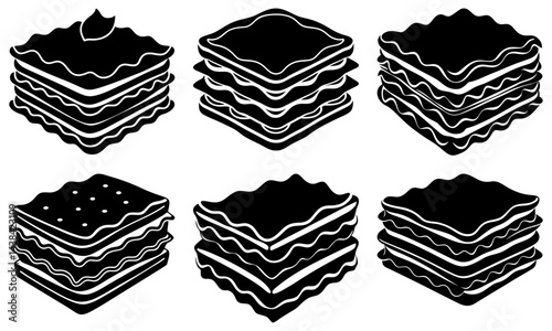 Lasagna silhouette vector