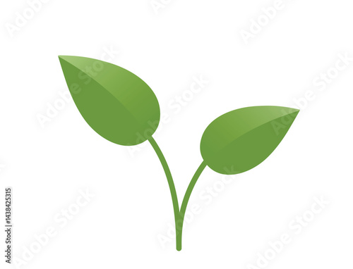 Green plant sprout with two stems illustration. Spring, planting and nature design element. Isolated vector image