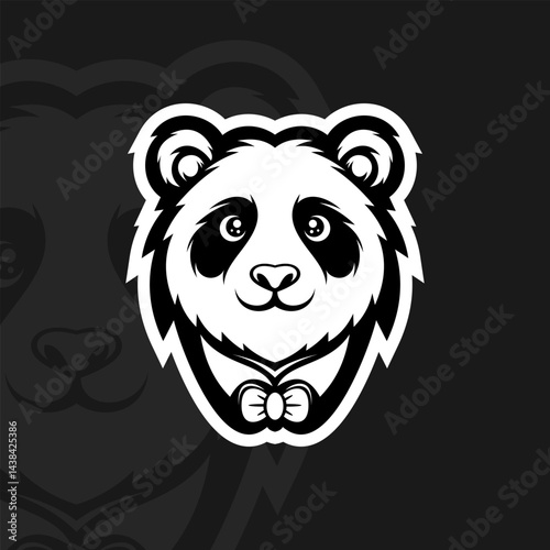 Panda with bow tie, mascot esport logo design vector