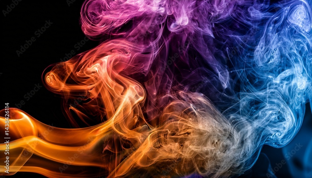 Obraz premium close up of vibrant abstract art dynamic smoke patterns in a colorful digital creation