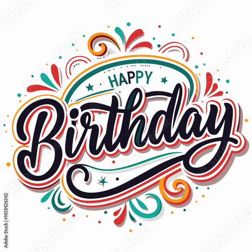 Vibrant Happy Birthday Lettering Design