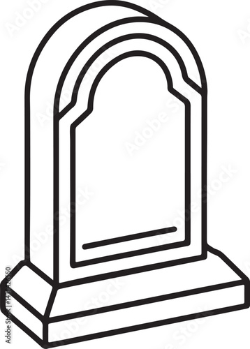 headstone line art, black outline, vector and illustration, coloring book page line art drawing