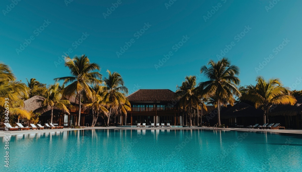 Fototapeta premium Tropical resort poolside view