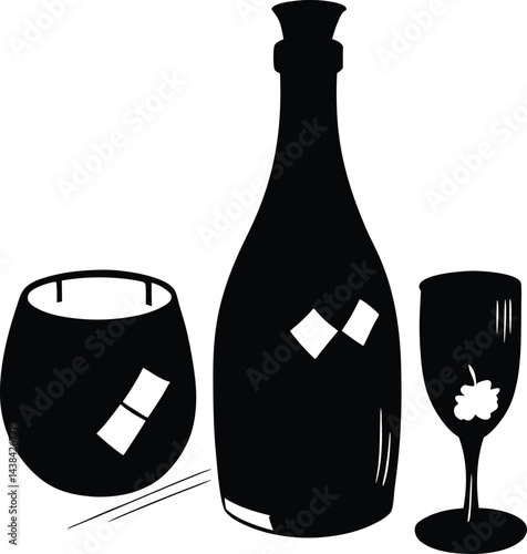 wine glass and bottle
