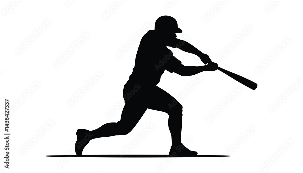 Fototapeta premium Baseball Player Hitting Bat Silhouette Vector for Sports Design