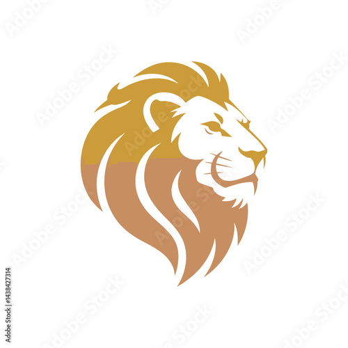 A bold golden lion head logo vector design

