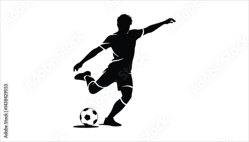 Soccer Player Kicking Ball Silhouette Illustration High Resolution Picture