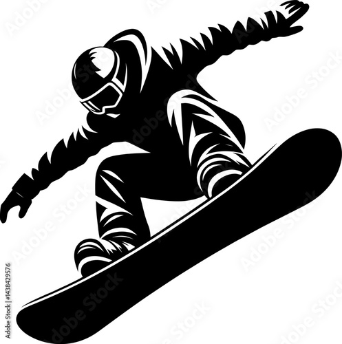 Dynamic Snowboarder Silhouette Action Sports Graphic Design