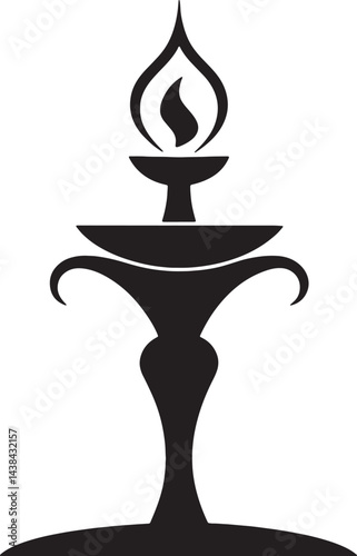 Candle holder silhouette vector illustration on white background .
