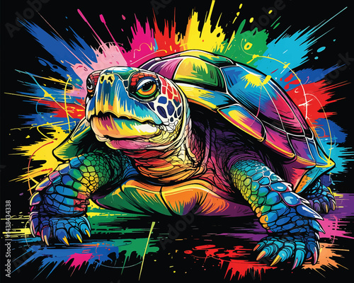 tortoise water color art design stock photos