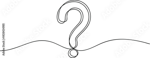 one continuous line drawing of a question mark isolated on a white background in simple vector illustration style