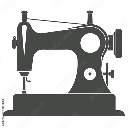 A Detailed Silhouette of a Vintage Sewing Machine

