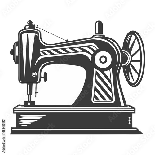 A Detailed Silhouette of a Vintage Sewing Machine


