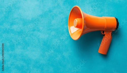 Wallpaper Mural Orange megaphone on teal background (1) Torontodigital.ca