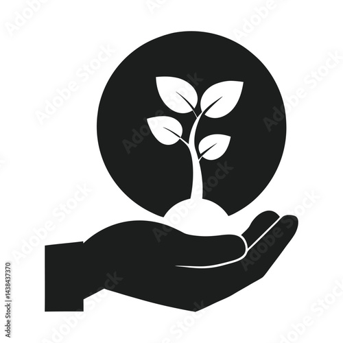 Man Hand Holding Sprout Plant a Tree Vector Art Design Eco-Friendly Growth Illustration