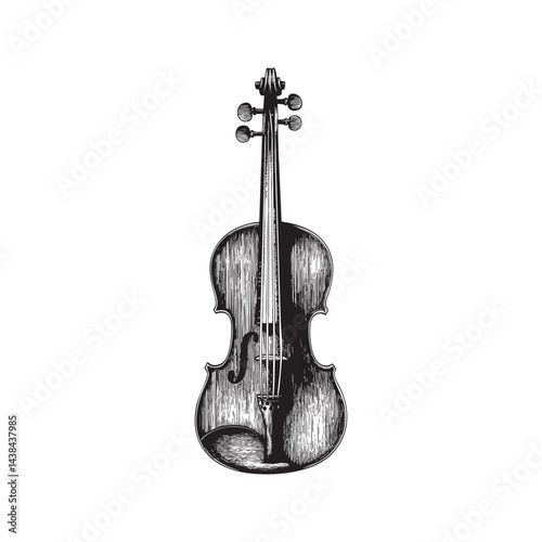 Musical brown violin with shadow