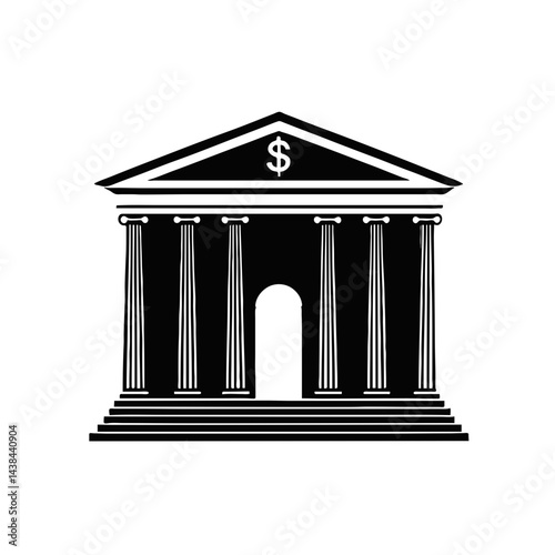 Bank Building Silhouette, Ideal for Financial Stock Photos