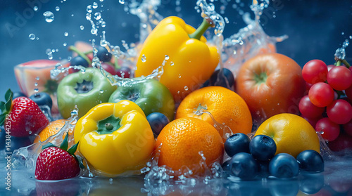 Vibrant Splash of Fresh Fruits A Colorful Celebration of Nature's Bounty in Water