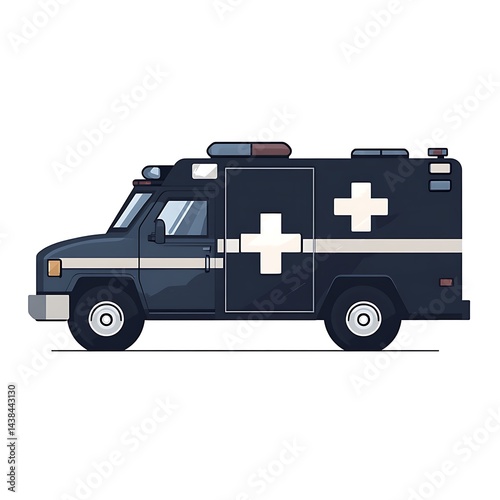 Obraz na płótnie Emergency Response Vehicle Illustration: Depiction of a Medical Support Transport with Cross Symbol and Safety Lights for Expedient Aid. w salonie