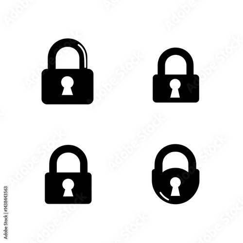 Obraz na płótnie Four Distinct Padlock Silhouettes: A Compilation of Security and Protection Concepts in Vector Format. w salonie