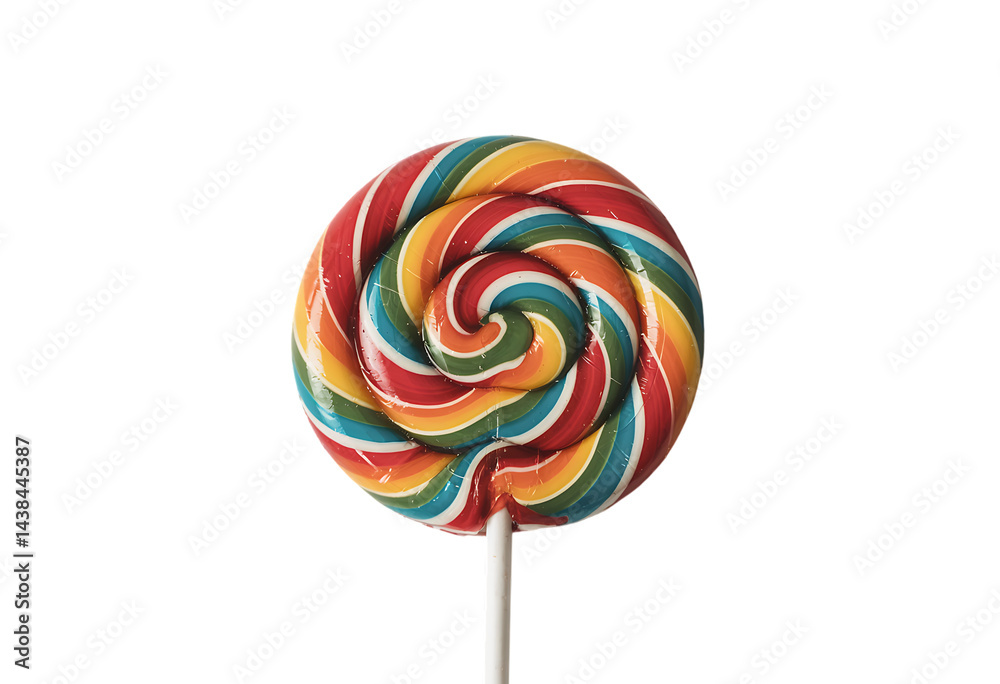 Rainbow Swirl Lollipop on Black Background Sweet Candy Treat Rainbow Swirl Lollipop on Black Background Sweet Candy Treat