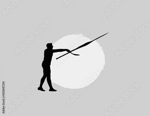 javelin player pose Silhouette vector illustration