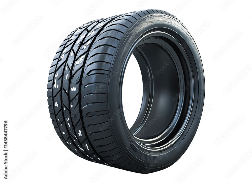 Obraz premium Car tires with white paint marks