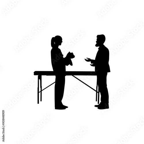 A veterinarian consults with a doctor to treat a dog vector.