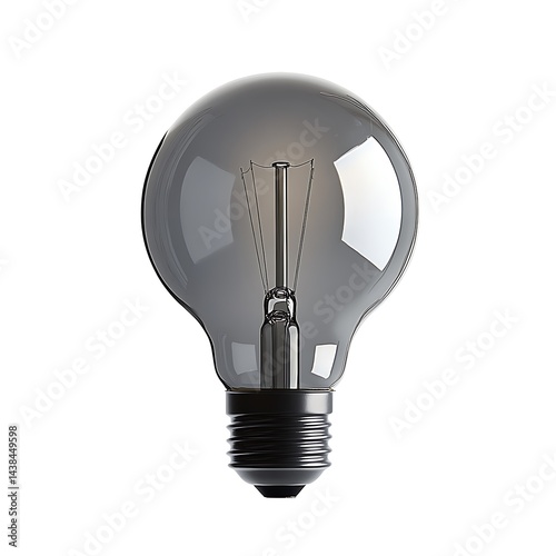 Obraz na płótnie Isolated Light Bulb on White Background, Reflective Glass, Edison Style Filament for Vintage Decoration and Inspiration. w salonie