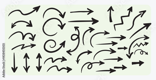 Hand Drawn Vector Arrows Set – Sketchy Arrow Collection for Design and Illustration, arrow, arrows, handdrawn, sketch, doodle, vector, icon, set, direction, graphic, line, curved, straight