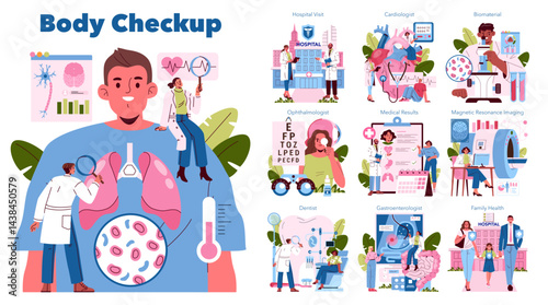 Body Checkup. Flat Vector Illustration