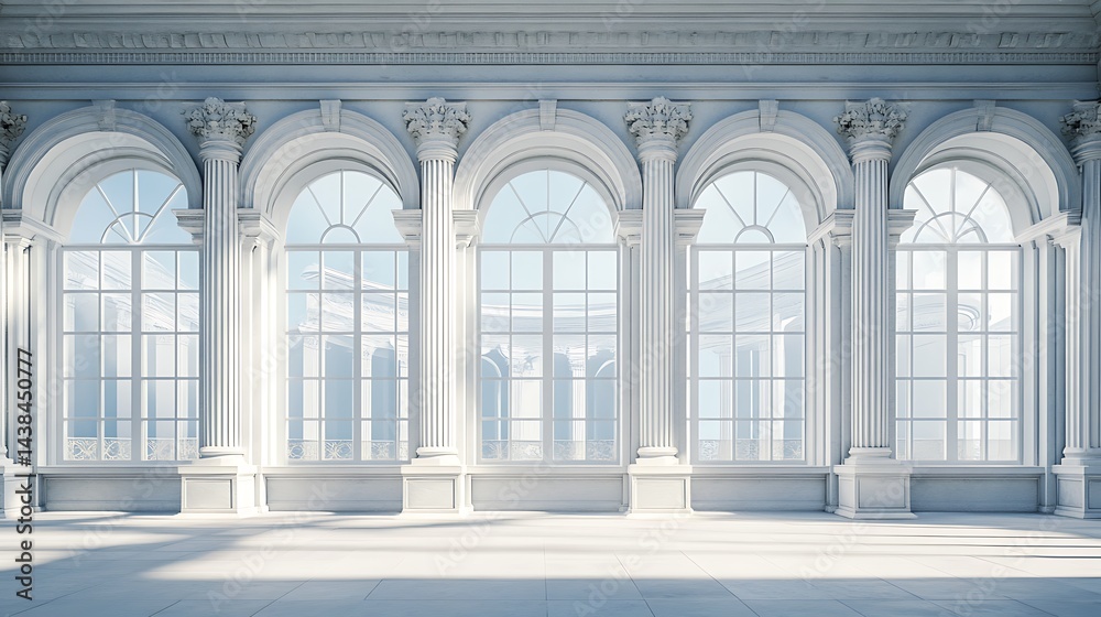 Obraz premium Classic neoclassical columns and elegant facade with intricate design high resolution picture
