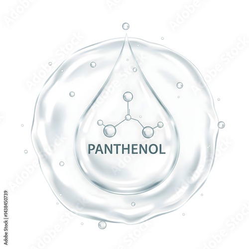 Panthenol icon skincare ingredients with transparent white background