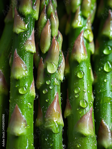 Fresh Asparagus with Water Drops - Close Up