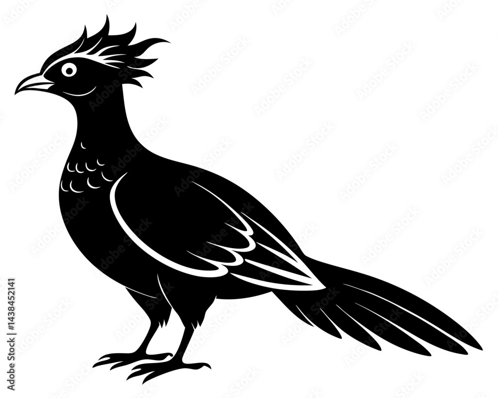 Naklejka premium Victoria Crowned Pigeon Vector Illustration | Elegant Pigeon Silhouette SVG Design
