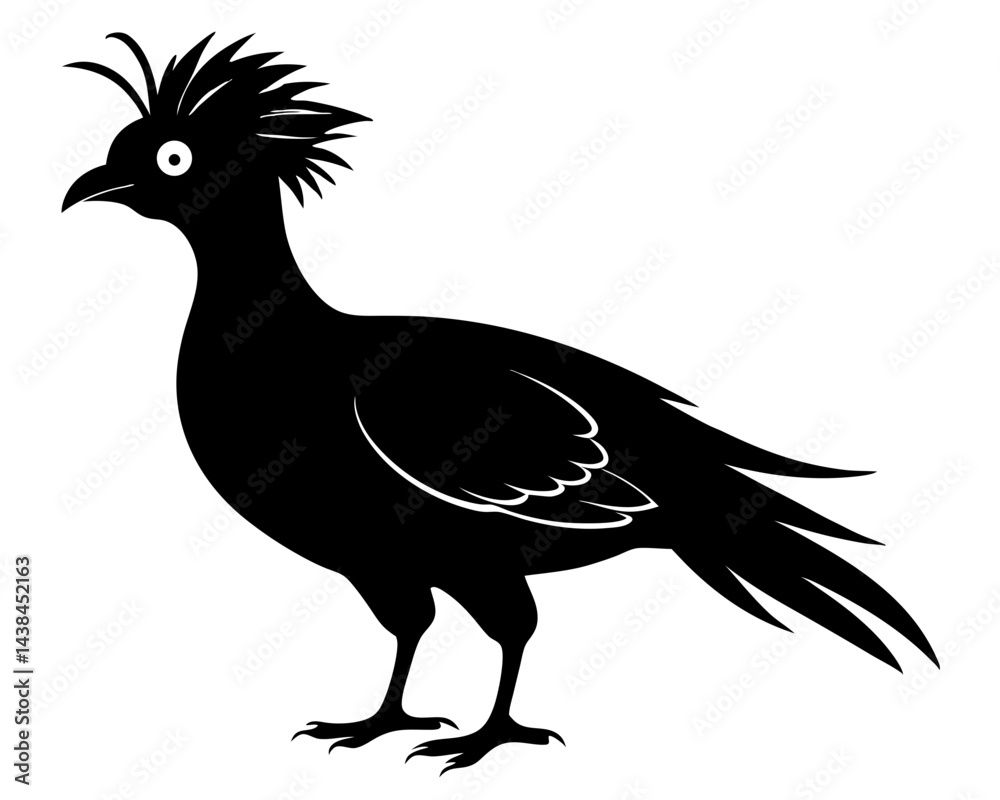Fototapeta premium Victoria Crowned Pigeon Vector Illustration | Elegant Pigeon Silhouette SVG Design
