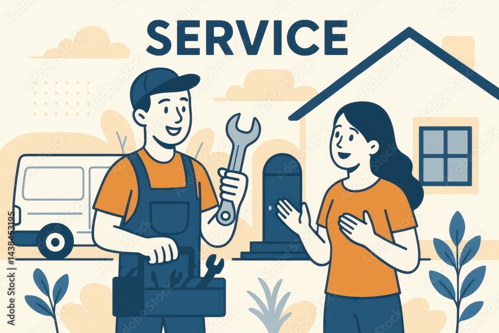Obraz premium Customer Service Illustration Depicting Friendly Home Assistance