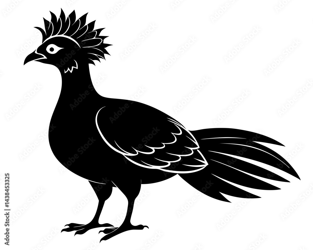 Fototapeta premium Victoria Crowned Pigeon Vector Illustration | Elegant Pigeon Silhouette SVG Design