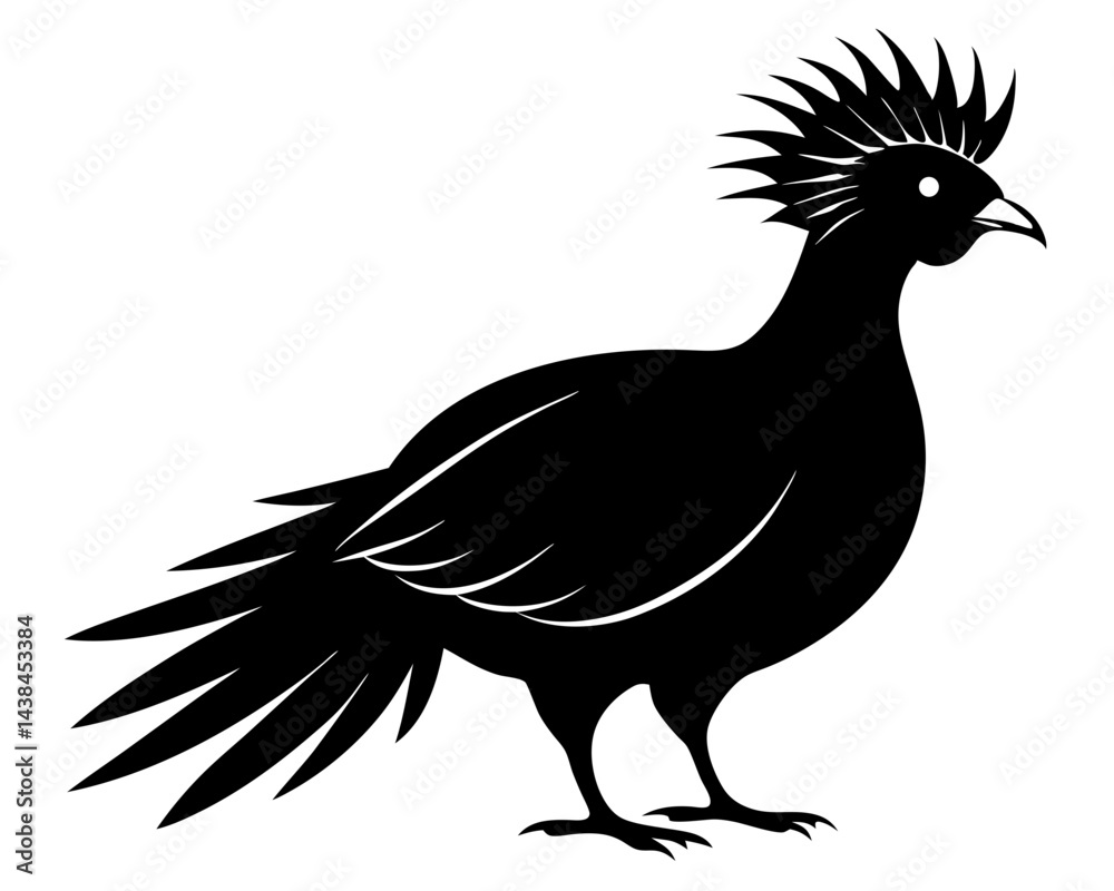 Fototapeta premium Victoria Crowned Pigeon Vector Illustration | Elegant Pigeon Silhouette SVG Design