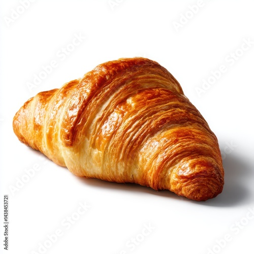 Golden croissant isolate on white background