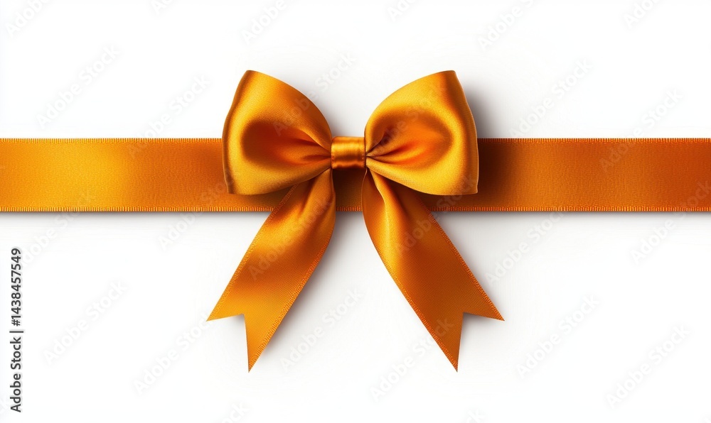 Fototapeta premium Elegant Orange Ribbon Bow on Smooth White Background
