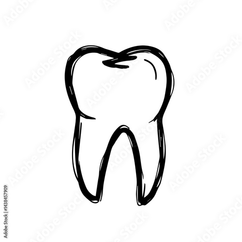 Hand-drawn tooth sketch, for dental care brochures