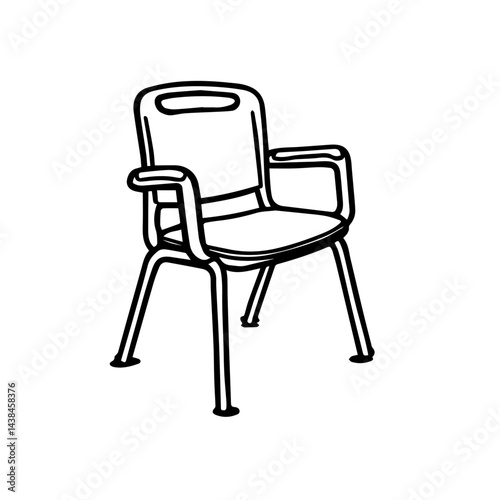 Armchair sketch, black and white, for design projects