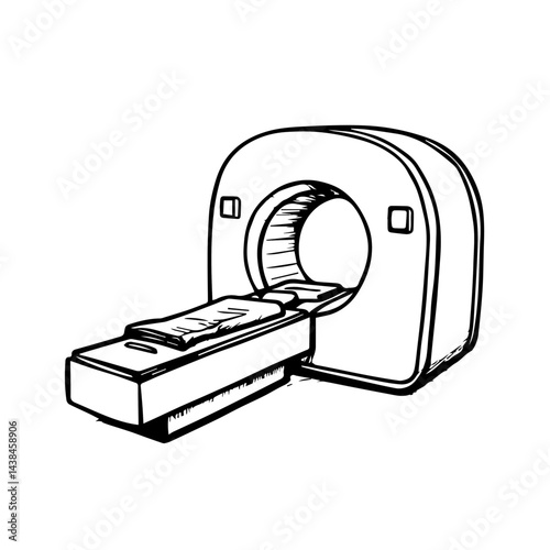 CT scan machine sketch, medical illustration, monochrome style, for healthcare publications
