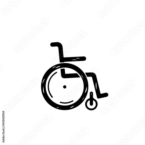 Wheelchair sketch, black and white, for accessibility awareness