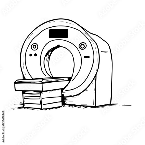 CT scan machine sketch, medical illustration, for healthcare websites