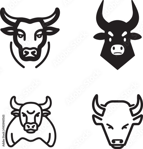 cow head vector with white background